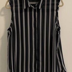 H&M Black and White Button Down Shirt with Notched Collar